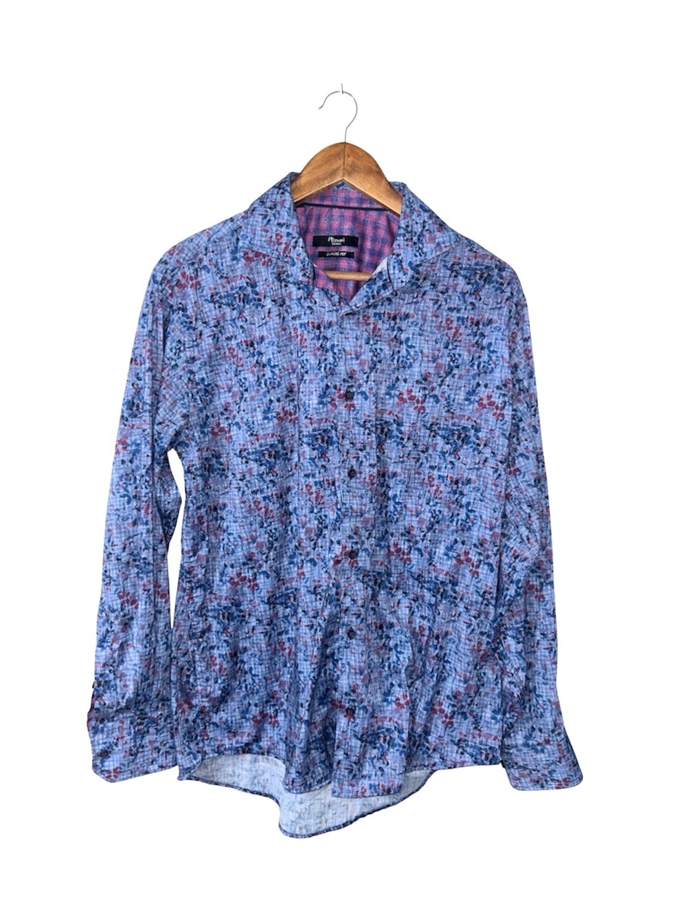 Mizumi Blue Purple Button Down Long Sleeve Shirt Classic Fit Mens Size Medium